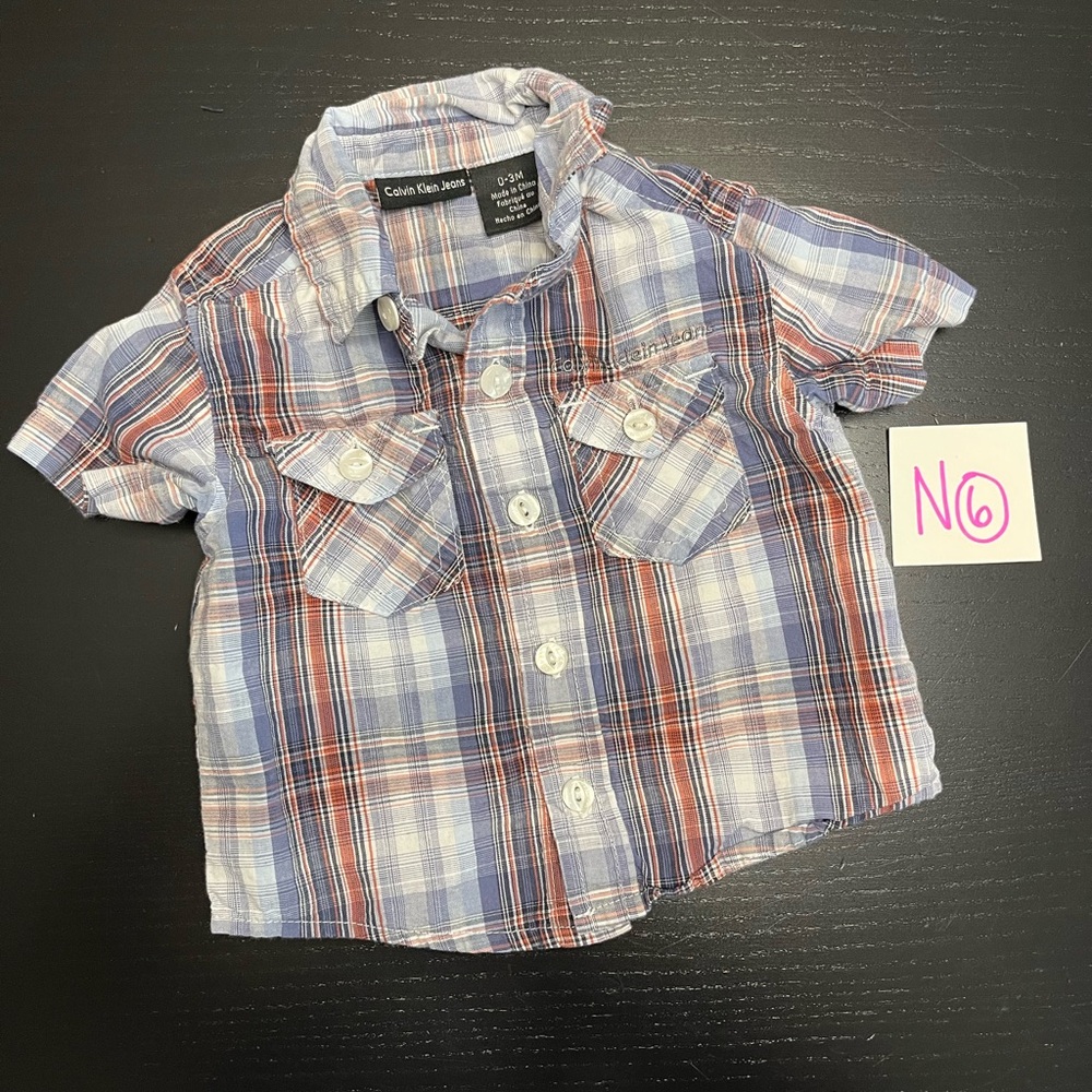 Calvin Klein 0-3m Plaid Dress Shirt
